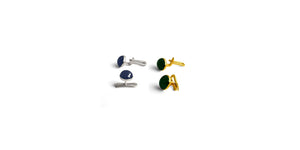 Green and gold plated sterling silver dress studs