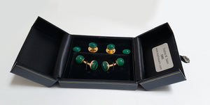 Green and gold plated sterling silver dress studs - SophieSalm Jagdgeschenk