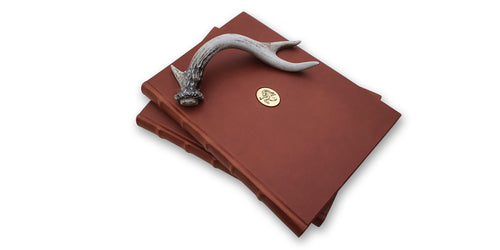 Bespoke handbound leather guestbook with jagdabzeichen