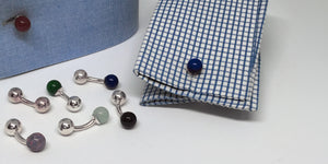 Handmade Sterling Silver Ball Cufflinks ( Dumbbell / Barbell cuffs) - SophieSalm